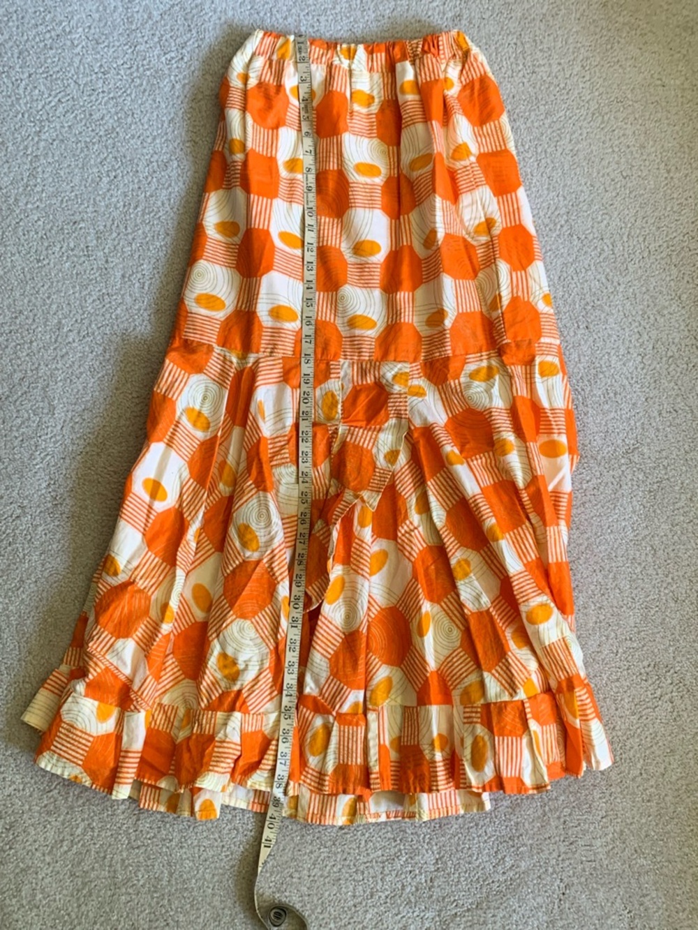 Women's Orange Geometric Tiered Maxi Skirt - Picture 10 of 10